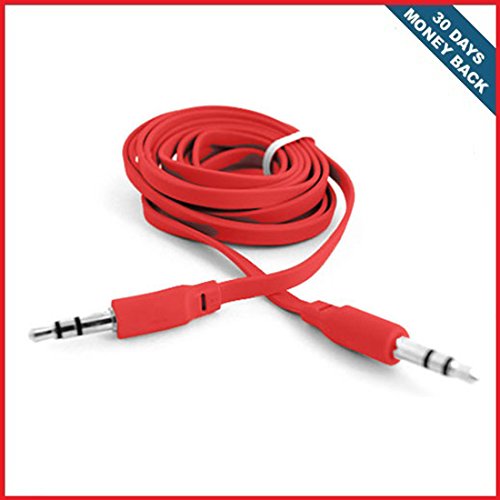 Package Deal 2 Pieces Universal Red Color 3.5mm Stereo Mini Port Aux Audio Extension Flat Cable For LG Optimus 2 II Two L45C AS680