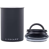 AirScape Planetary Design Stainless Steel Coffee Canister | Food Storage | Container | US Patented Inner Plunger Lid REMOVES Excess Oxygen | Don't Buy airtight, Buy AIR-Less | (Medium, Matte Black)