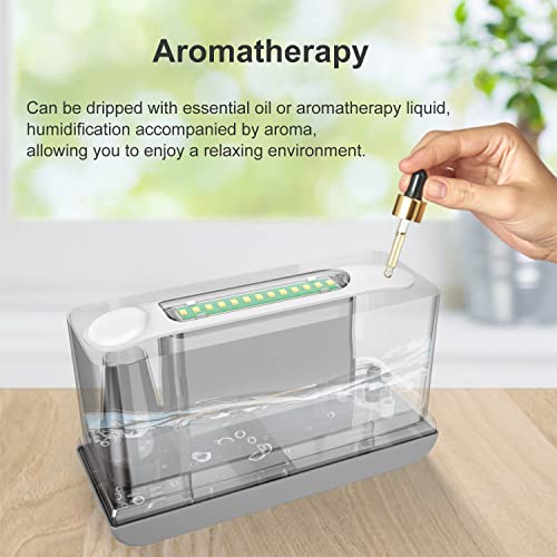 LED Flame Light Humidifier for Bedroom, Colorful Air Aroma Humidifier with Remote Control for Home, Office, SPA or Yoga (White)