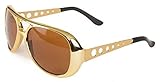 Elvis Rockstar 50’s, 60’s Style Aviator Shades, Gold Celebrity Sunglasses 1 Pair