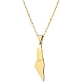 JczR.Y Palestine Necklace Palestine Map Pendant Necklace Stainless Steel Palestine Letter Map Necklace for Women Men Arabic National Jewelry