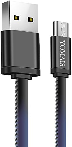 PU Leather Micro USB Cable,YOMAIS Thermal Sensor Color 3Ft/1M 2.4A Heat Sensitive Cable Android Cord Data Transfer Cable Charger for Micro USB Devices Galaxy S7 Edge (Black)