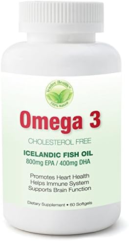 Omega 3 Icelandic Fish Oil 800mg EPA/400mg DHA Dietary Supplements for Maximum Heart Health Promotion, Joint and Brain Health (60 Soft-gels)