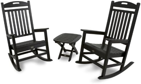 TREXOutdoor Furniture TXS121-1-CB Yacht Club 3-Piece Rocker Chair Set, Charcoal Black
