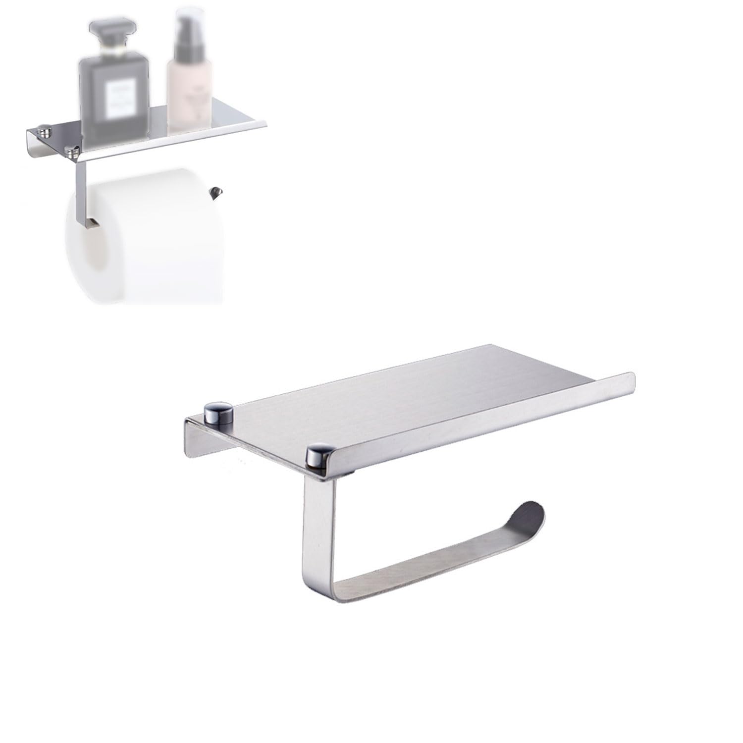 zalati Toilet Paper Holders with Tray Rack 304 Stainless Steel Wall Mounted Toilet Roll Paper Holder for Bathroom Balcony Outdoor Indoor