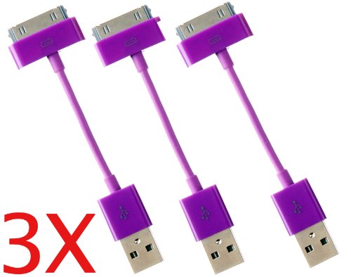 (3pc Cables) - Apple Sync USB Data Cable Charger for iPhone 4, 4S, 3, 3GS & iPod & iPad 2, 