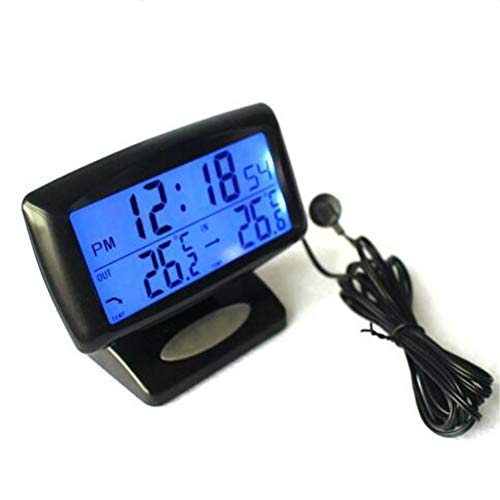 CactusAngui Car Vehicle LED Digital LCD Thermometer Clock Temperature Meter with Backlight Black