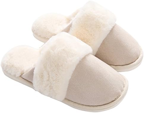 MiYang Winter Women/Men Slippers On Faux Fur Mules Fluffy Suede Comfy Slippers