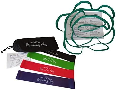 Morning Sky Stretch Straps for Physical Therapy Plus Resistance Band Set w/Loops Carrying Bag & Instructional Guides - Best for Stretching Out, Yoga, Physical Therapy, Strength Training