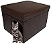 Mable Ruth Ottoman Pet House Hidden Litter Box Enclosure & Pet Bed Friendly - Enclosed Leather Litter Box Furniture for Cats & Dogs - Large (Dark Brown Expresso)