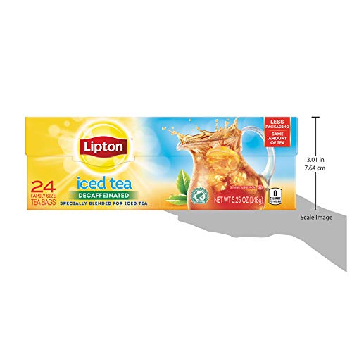 Lipton Family Black Iced Tea Bags, Unsweetened Decaffeinated, 24 ct