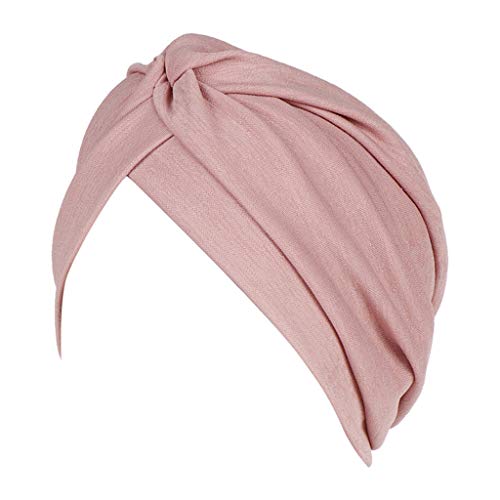 Jianekolaa Elastic Sleep Caps Breathable Night Scarf Head Wrap Chemo Headwear Cancer Hat Pink
