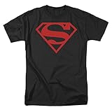 Superman Shield Red On Black Mens Shirt