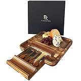 Cheese Board and Knife Set | 100% Teak (NO CHEAP BAMBOO) | Large (13x13x1.5) | Charcuterie Board | Cheese Platter | Cheese Plate | Cheese Tray      