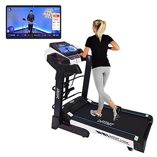 Fitkit FT200 (4.5HP Peak) DC-Motorised Treadmill ( Max Speed: 16km/hr, Max Weight: 110 Kg ) With Free home installation and Connected Live interactive