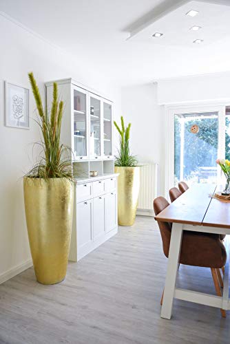 Vivanno Pflanzkübel Pflanzgefäß Blumenkübel Fiberglas City Gold Hochglanz - 100x47 – Bild 7
