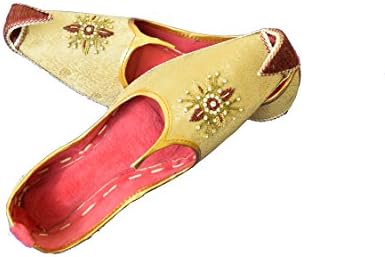 Men's Gold Khussa Shoes Punjabi Jutti Indian Ethnic Mojari Tribal Bridal Shoes J117