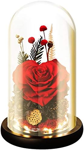 保存花 おしゃれな枯れない花 永遠のバラは ガラスのドームに手バラ