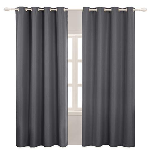 Subrtex 2 Panels Linen Blackout Curtains Thermal Insulated Window Curtains/Drapes for Living Room (52"x84", Gray)