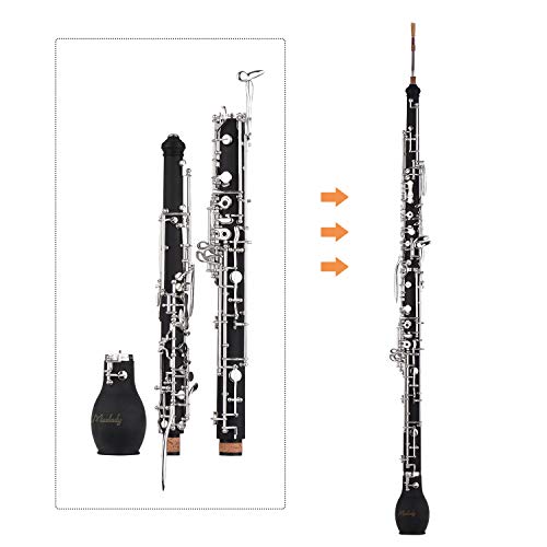 English Horn Alto Oboe,Muslady English Horn Alto Oboe F Key Synthetic Wood Body with Reed Gloves Cleaning Cloth Case Carry Mini Screwdriver