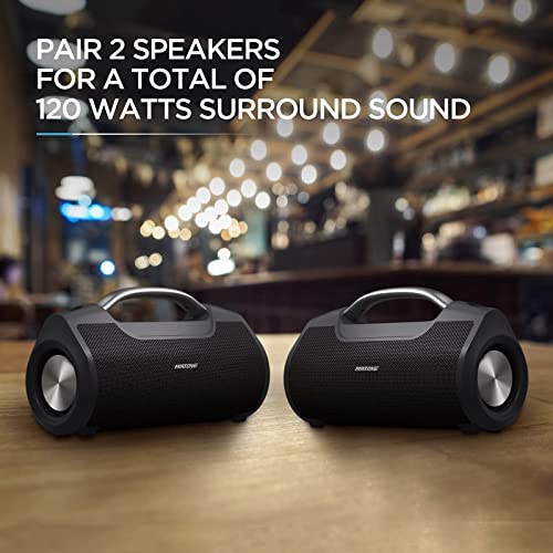 MIATONE 60W Portable Bluetooth Speaker with Titanium Subwoofer, Outdoor