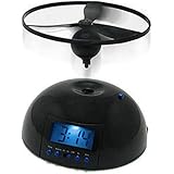 Flying Alarm Clock, OMGOD UFO Propeller High Helicopter LCD Digital Alarm Prank Clock, Adult or Kid Bed-Room Robot Moving Run