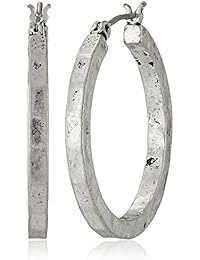 Silver-Tone Small Hammered Round Hoop Earrings