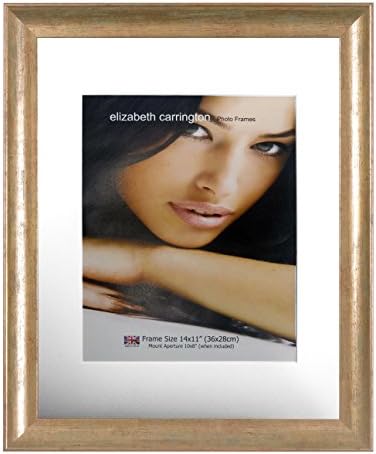 Elizabeth Carrington Distressed Gold Photo/Picture Frame, Dubai Range, 14X11 Inch With 10X8 Inch Removable White Mount, British Made, 100% Timber And Pfec Sourced (Pack Of 2)