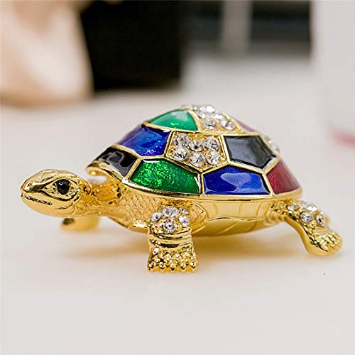 Waltz&F Collectible Figurines Decor Ornaments Pewter Trinket Boxes Bejeweled Turtle with Crystals