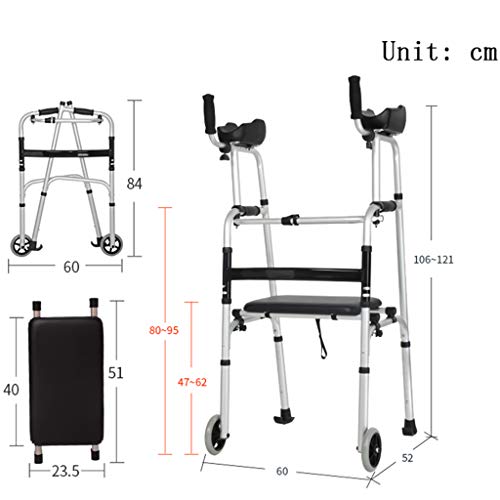 Wheel Walking Frame with Armrest Support Pad Thick Aluminum Alloy Rehabilitation Auxiliary Walking Frame Elderly Walking Aid Height Adjustable