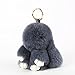 YISEVEN Stuffed Bunny Keychain Toy - Soft and Fuzzy Large Stitch Plush Rabbit Fur Key Chain - Cute Fluffy Bunnies Floppy Furry Animal Doll Gift for Girl Women Purse Bag Car Charm - Dark Gray