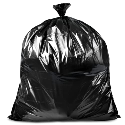 Tasker 40 45 Gallon Trash Bags, (50 Bags w/Ties) Large Black Heavy