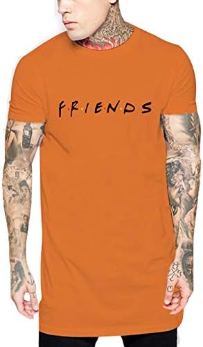 YANWENFANG Friends Homies Printing Men T Shirt Graphics Longline Hip hop Basic Solid Color Tee