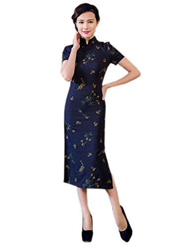 1900's Chinese Retro Navy Qipao Dress, M