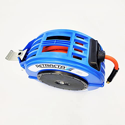 Macnaught Retractable Air/Water Hose Reel with 1/2 in. x 65 FT Hybrid Hose, 10 Year Warranty