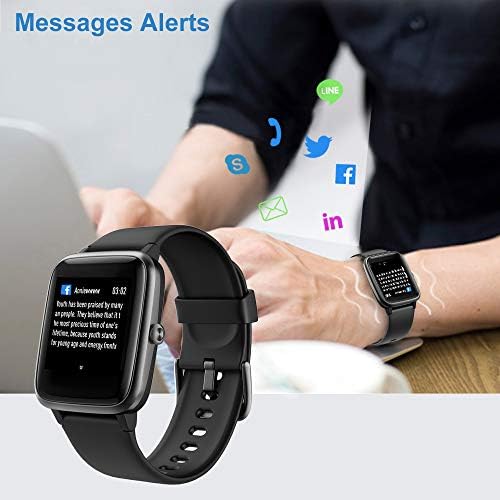 Willful Smart Watch for Android Phones and iOS Phones Compatible iPhone Samsung, IP68 Swimming Waterproof Smartwatch Fitness Tracker Fitness Watch Heart Rate Monitor Smart Watches for Men Women Black