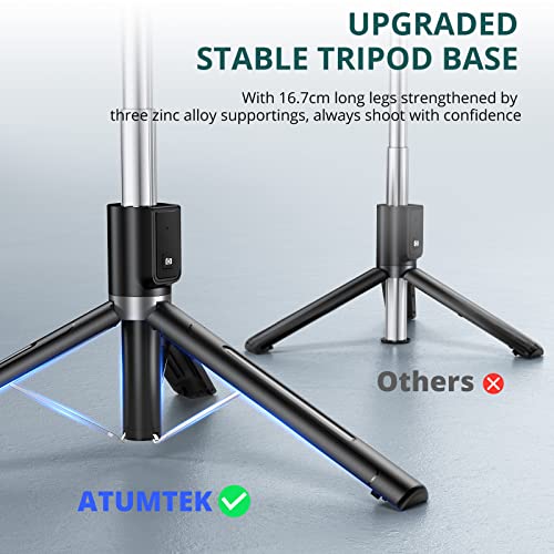 ATUMTEK 49" Selfie Stick Tripod, Stable Tripod Stand With Detachable
