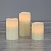 Flameless Wax Pillar Candles, Warm White Flickering LEDs, Set of 3, Remote & Batteries Included, Ivory Candle Set by LampLust