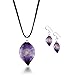 925 Sterling Silver Hand Blown Murano Glass Purple Orchid Flower Teardrop Dangle Earrings