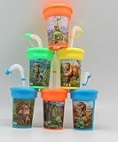 Neon 6 The Good Dinosaur Stickers Birthday Sipper Cups with lids Party Favor Cups