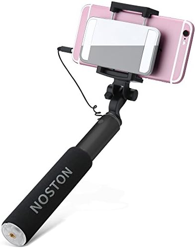 Selfie Stick monopod NOSTON Extendable Professional Selfie sticks with 360 Degree Big led light Rear Mirror, Tripod Stand and Bluetooth Remote Shutter for iPhone 7/ 6/ 6S/ Plus, Samsung and more(BLAK)