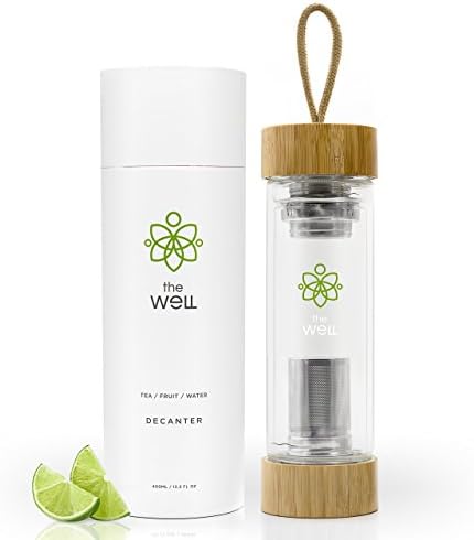 Double Walled Glass 14oz Tea Bottle with Bamboo Lids (New just released for 2018)
