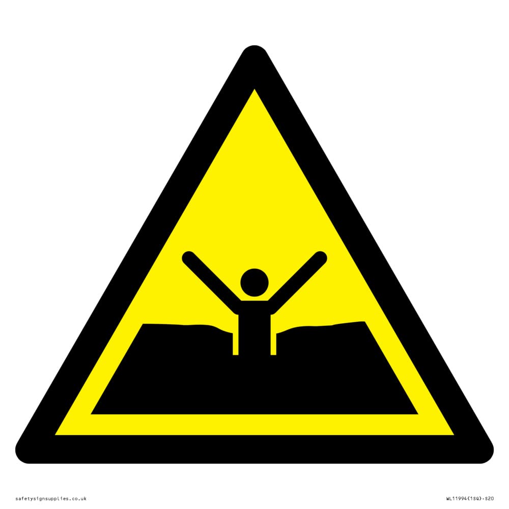 W061 Warning: Quicksand or mud/deep mud or silt Sign - 200x200mm - S20