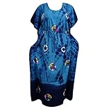 Womens Caftan Dress Blue Printed Kaftans Maxi Evening Dresses Large