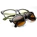 zeroUV - Blue Blocking Driving Horn Rimmed Sunglasses Amber Tinted Lens 54mm (5 Black + Black Yellow)