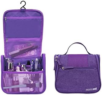 Hoojee Toiletry Hanging Packing Organizer Travel Colorful Cosmetics Bag Bathroom Shower Storage Pack for Men&amp;Women,Purple