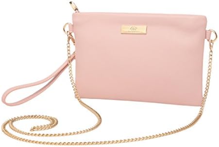 Aitbags Soft PU Leather Wristlet Clutch Crossbody Bag with Chain Strap Cell Phone Purse Wristlet Wallets for Women with Six Credit Card Slots(Pink)