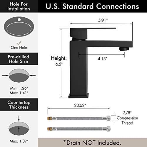 KES Black Bathroom Faucet Single Handle Type Bathroom Sink Faucet