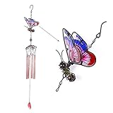 WEISIPU Windwings 3D Butterfly Wind Chimes - Outdoor Metal Windchime Garden Chim