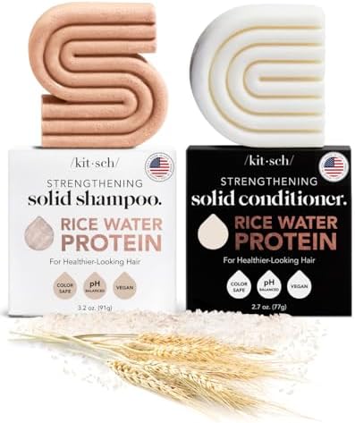 Pubpok Rice Water Shampoo Bars And Conditioner Set For Hair Growth, Ginger Shampoo Bar For Anti-Hair Loss, Strengthening & Nourishing Soap Bar, PH Balanced, Paraben Free & Silicone Free